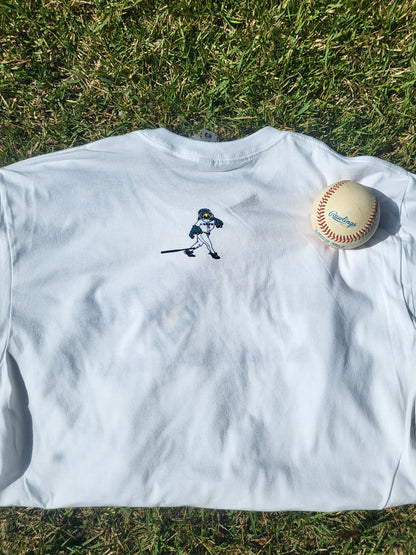 Adult Short Sleeve Shirt White - With Us - Baseball